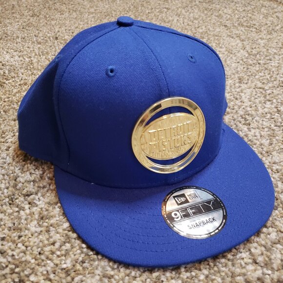 New Era FiftyNine Adjustable Flat Bill Cap Hat - NBA GOLD Detroit Pistons